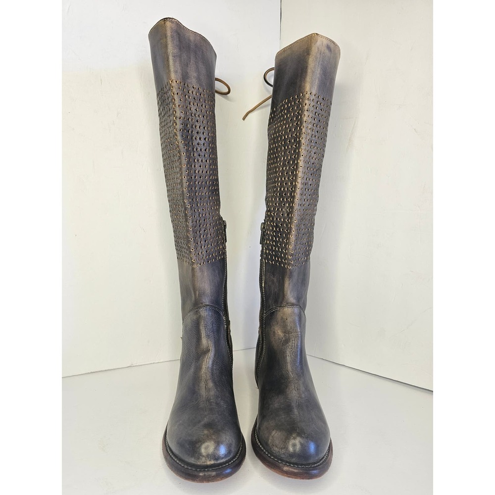BED STU Cambridge Soft Leather Tall BOOTS Distressed Charcoal Steampunk … - Picture 4 of 11
